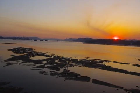 Sunshine of Changjiang river Stock Photos
