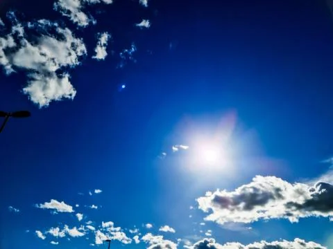 Sunshine with Clouds in the Blue sky, Sky blue Stock Photos