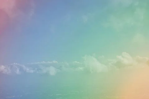 Sunshine clouds sky with a pastel soft color. Abstract blurred cyan gradient  Stock Photos