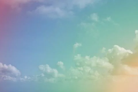 Sunshine clouds sky with a pastel soft color. Abstract blurred cyan gradient  Stock Photos