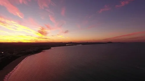 Sunshine coast sunset drone Stock Footage