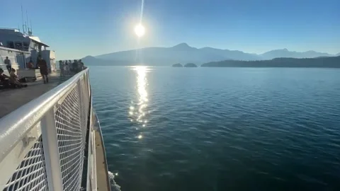 Sunshine coast timelapse ferry sunny ocean howe sound Stock Footage 236890357