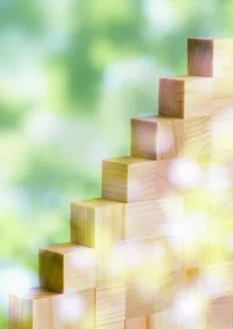 Sunshine filtering through foliage and wooden stairs Stock Photos