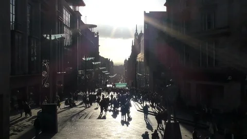 Sunshine on Glasgow City centre Stock Footage