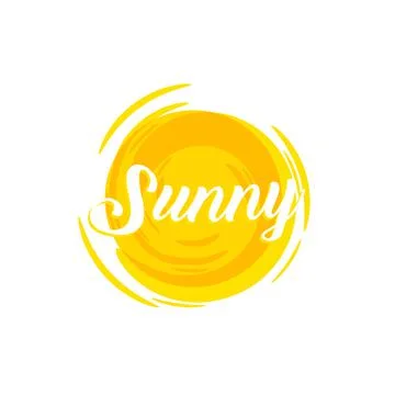 Sunshine, hot orange sun, vector logo template. Summertime, warm summer sunny Stock Illustration