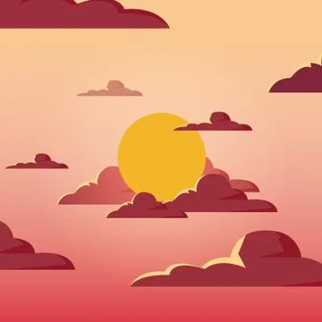 Sunshine landscape design Stock Illustration