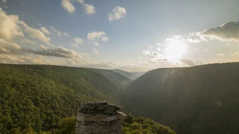 Sunshine over Lindy Point in West Virginia Stock Footage 83124833