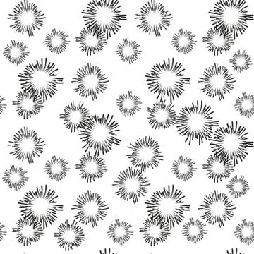 Sunshine rays seamless pattern in vintage style. Sunburst linear drawing text Stock Illustration