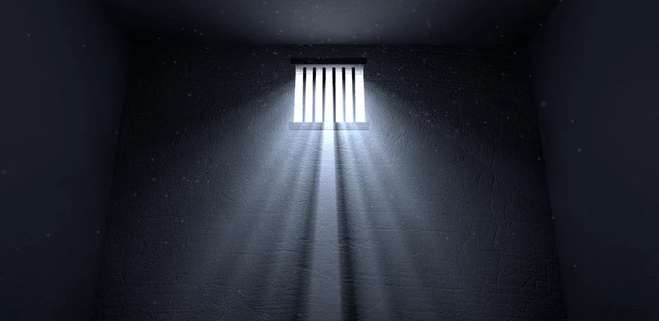 Sunshine shining in prison cell window Stock Illustration