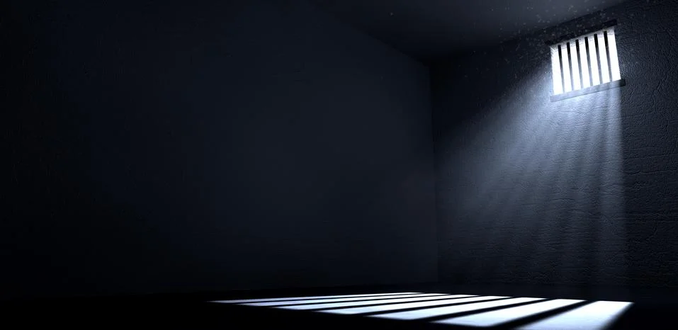 Sunshine shining in prison cell window Stock Illustration