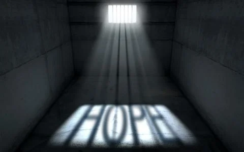 Sunshine Shining In Prison Cell Window Stock Illustration