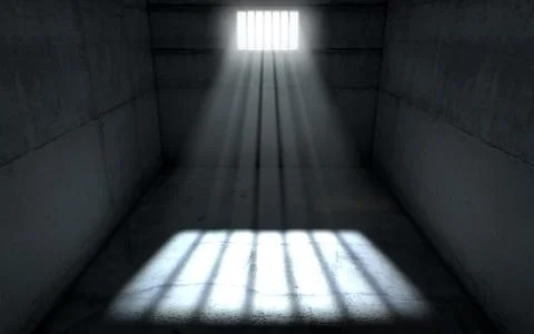 Sunshine Shining In Prison Cell Window Stock Illustration