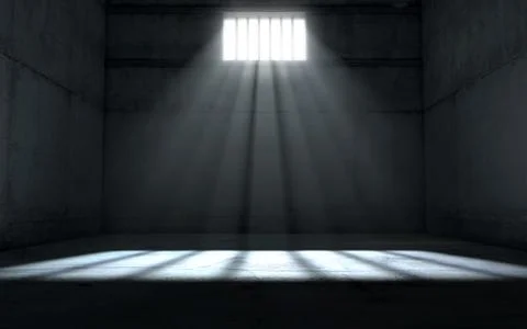 Sunshine Shining In Prison Cell Window Stock Illustration