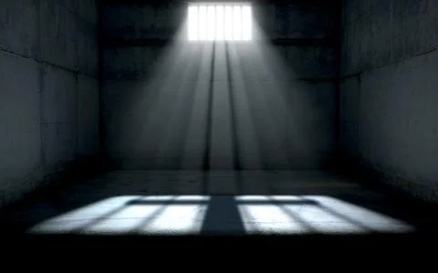 Sunshine Shining In Prison Cell Window Stock Illustration