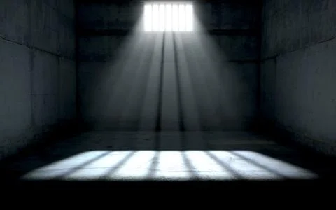 Sunshine Shining In Prison Cell Window Illustrazione stock