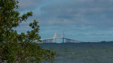 Sunshine Skyway Bridge blurred in background Stock-Footage 37681043