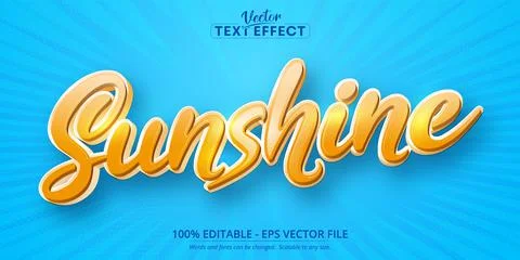Sunshine text, cartoon style editable text effect Stock Illustration