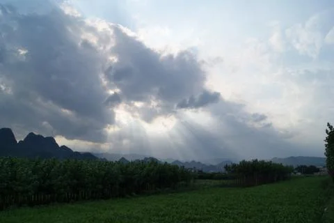 Sunshine Through the Heavy Cloud Stock Photos
