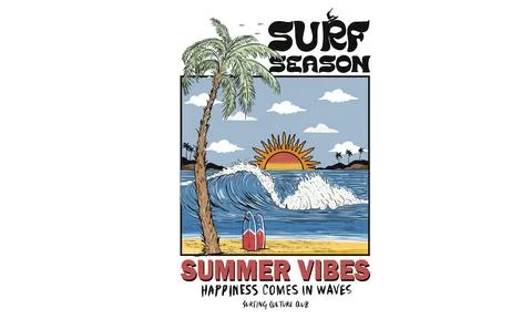 Sunshine tropical beach artwork. Stock Illustration