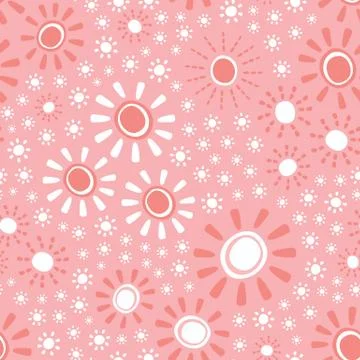 Sunshine vector pattern design. Cute and fun seamless repeat weather background. Illustrazione stock