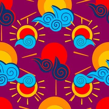 Sunshine vibrant colors vector repeat pattern Stock Illustration