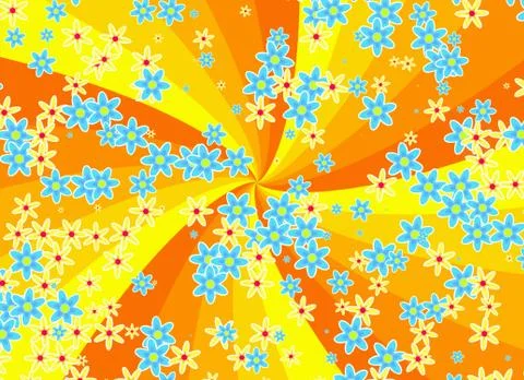 Sunshine warm summer background with many small flowers Stock Illustration