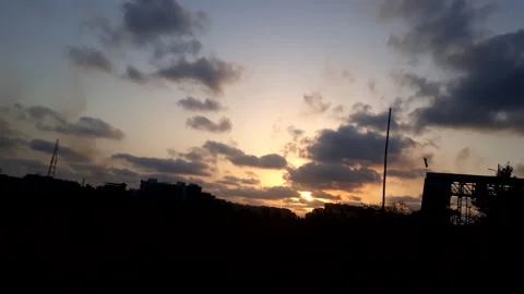 Sunst over the city Video stock 132884322