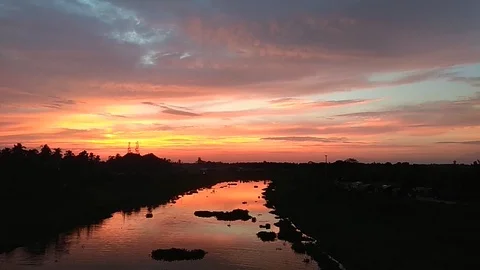 Sunst on river Stock Footage 110286852