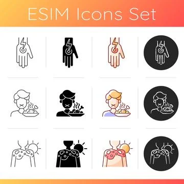 Sunstroke precaution icons set Stock Illustration