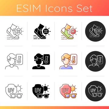 Sunstroke prevention icons set Stock Illustration