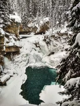 Sunwapta Falls in Winter Stock Photos