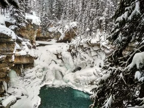 Sunwapta Falls in Winter Stock Photos