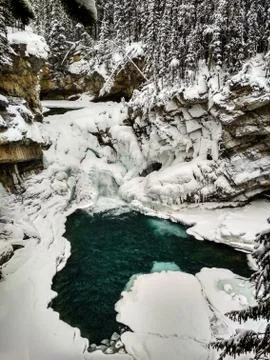 Sunwapta Falls in Winter Stock Photos