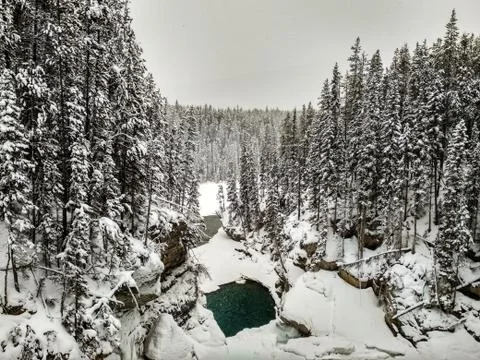 Sunwapta Falls in Winter Stock Photos