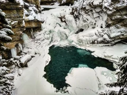 Sunwapta Falls in Winter Stock Photos