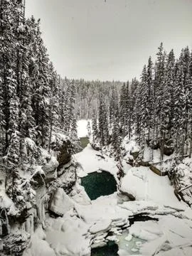 Sunwapta Falls in Winter Stock Photos