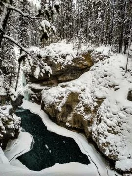 Sunwapta Falls in Winter Stock Photos
