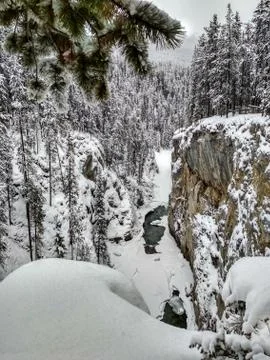 Sunwapta Falls in Winter Stock Photos