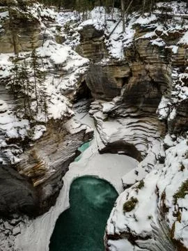 Sunwapta Falls in Winter Stock Photos