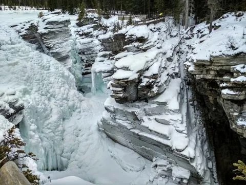 Sunwapta Falls in Winter Stock Photos