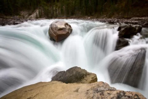 Sunwapta Waterfall Alberta Canada Stock Photos