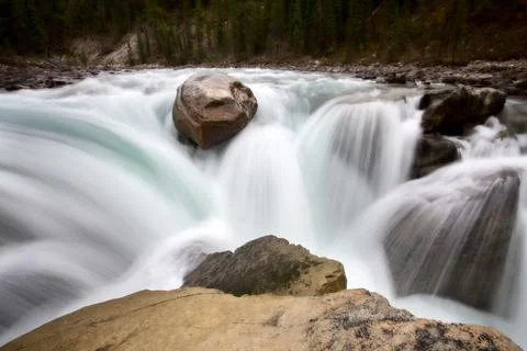 Sunwapta Waterfall Alberta Canada Stock Photos