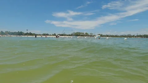 SunWest Park Wading Area Wakeboard Lake Descent into Water Stock Footage 314525997