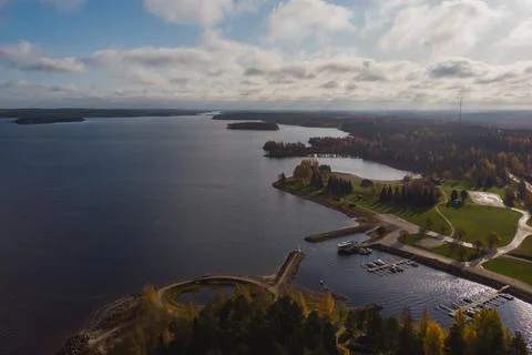 Suomussalmi municipality, Ammansaari, Finland, Kainio region, aerial drone su Stock Photos