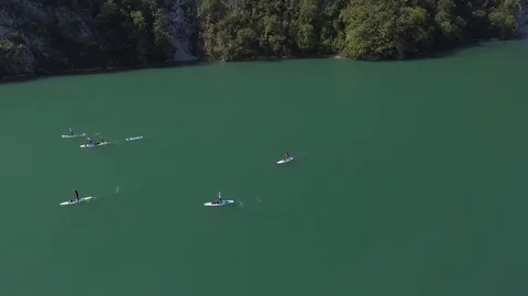 SUP paddling on Lake Stock Footage 115366772
