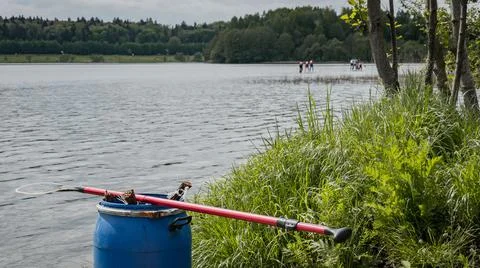 SUP racing competition, paddle in the foreground Stock Photos