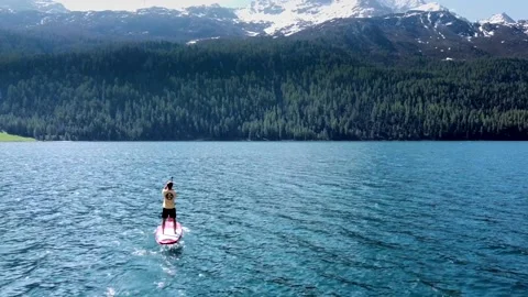 SUP Silvaplanasee Stock Footage 134801708