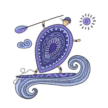 Supboarding. Funny Turtle character on sup board. Summer concept art for your Stock Illustration