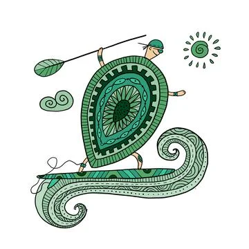 Supboarding. Funny Turtle character on sup board. Summer concept art for your Stock Illustration