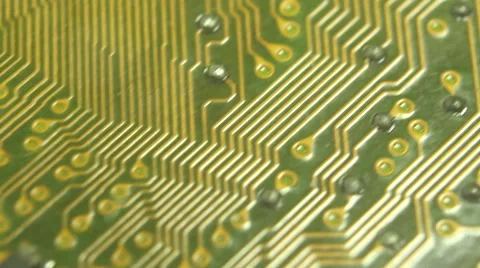 Super (10x) Macro Camera Dolly along a computer circuit board, moving alowly Stock Footage 55179149